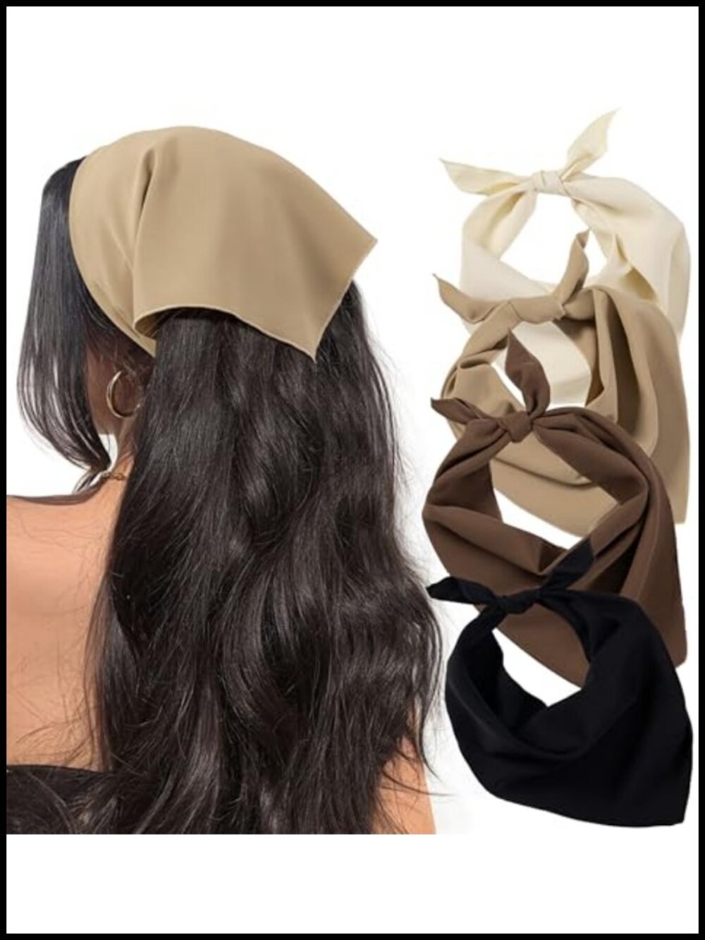 4PC Bandanas for Women Tie-Back Triangle Head Scarf Headbands